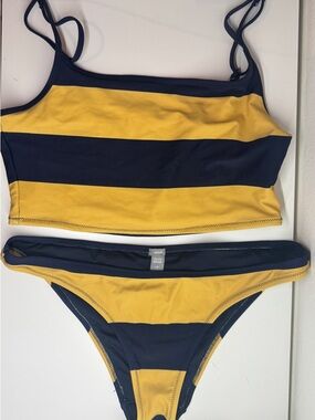 aerie striped long line bikini top with cheeky bottom Set